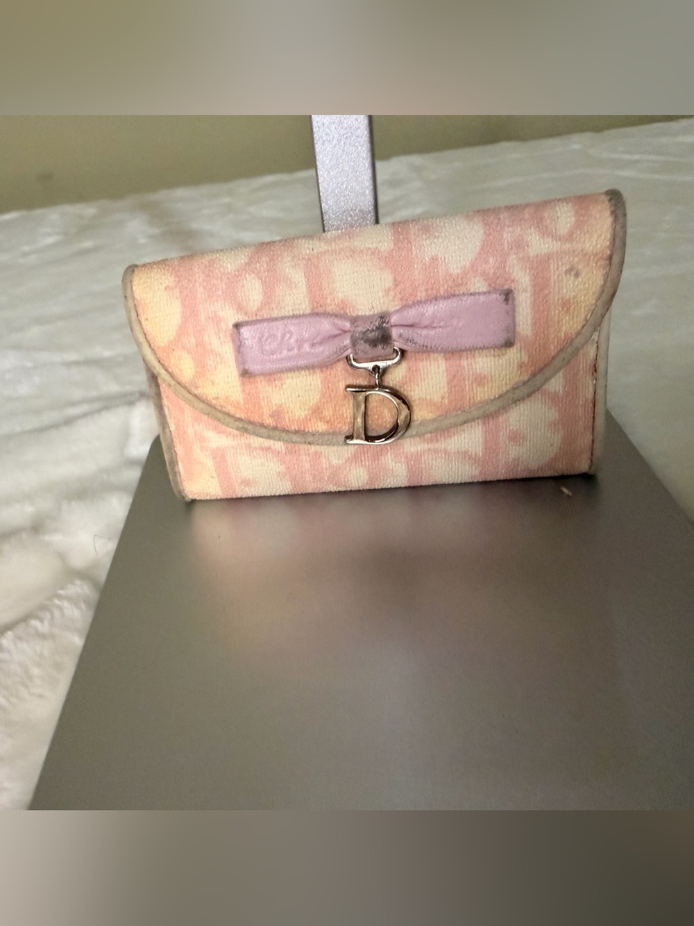 Christian Dior Vintage Trotter Key Case in Pink with Silver 'D'